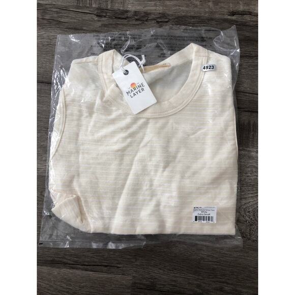 Marine Layer Lydia Tank Top Textured Stripe Sleeveless Cropped White NWT Size XS - Picture 4 of 7